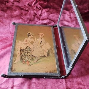 Antique 1920 Triptych Boudoir Dressing Mirror Freestanding